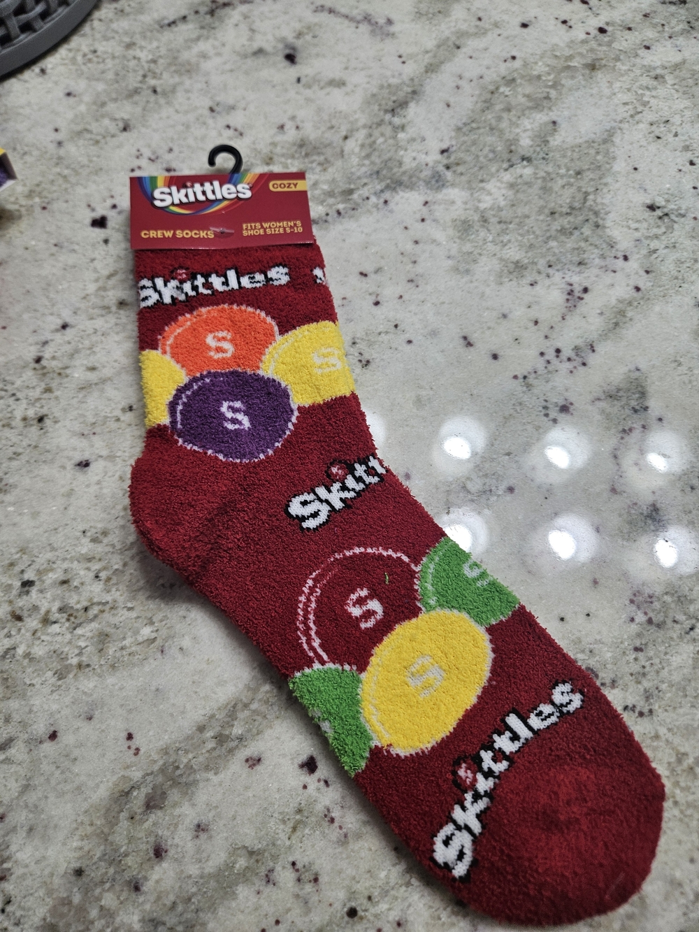 Skittles Cozy Crew Socks Red & Multicolor NWT
